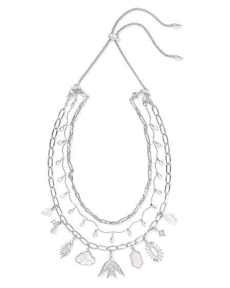 Melody Convertible Silver Statement Charm Necklace in Freshwater Cultured Pearl