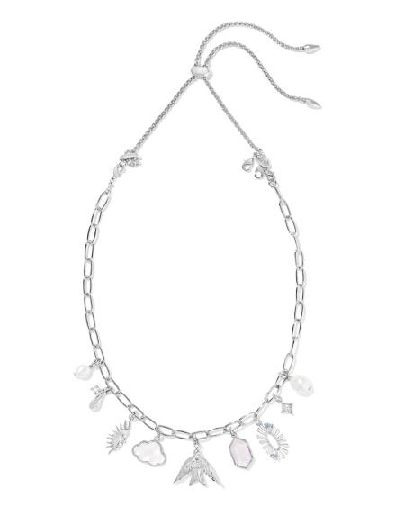 Melody Convertible Silver Statement Charm Necklace in Freshwater Cultured Pearl