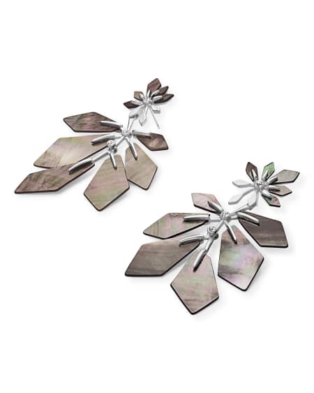 Jaylin Bright Silver Statement Earrings in Black Mother-of-Pearl