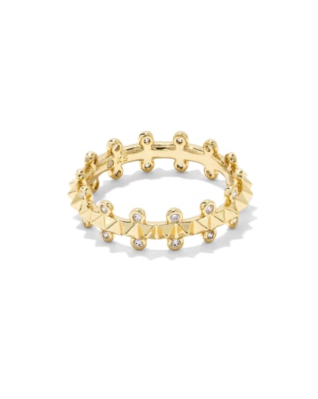 Jada Gold Band Ring in White CZ