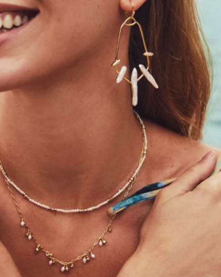 Eileen Gold Statement Earrings in Freshwater Cultured Pearl