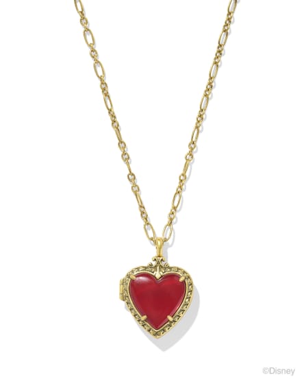 Disney | Kendra Scott Snow White Vintage Gold Locket Short Pendant Necklace in Royal Red Mother-of-Pearl