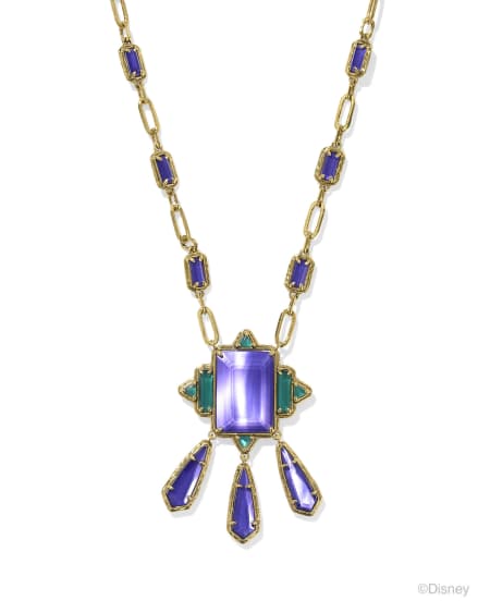 Disney | Kendra Scott The Queen Vintage Gold Statement Necklace in Royal Purple Mother-of-Pearl