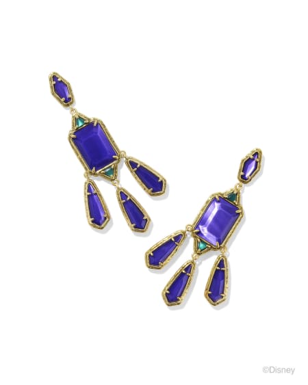 Disney | Kendra Scott The Queen Vintage Gold Statement Earrings in Royal Purple Mother-of-Pearl