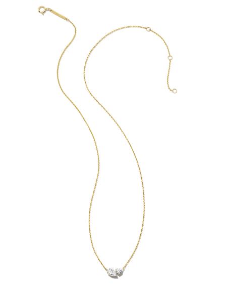 0.51 ct Lab Grown White Diamond Toi et Moi Small Pendant Necklace in 14k Yellow Gold