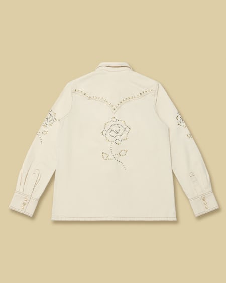 Wrangler® x Yellow Rose by Kendra Scott Denim Studded Western Shacket