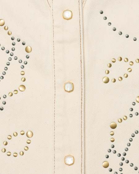 Wrangler® x Yellow Rose by Kendra Scott Denim Studded Western Shacket