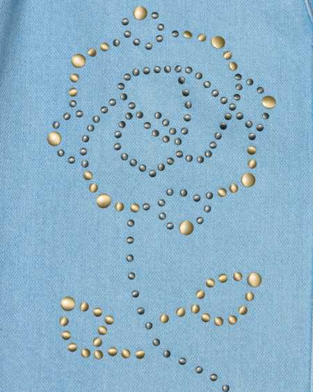 Wrangler® x Yellow Rose by Kendra Scott Denim Studded Western Shacket in Prairie Wash