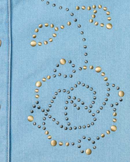 Wrangler® x Yellow Rose by Kendra Scott Denim Studded Western Shacket in Prairie Wash