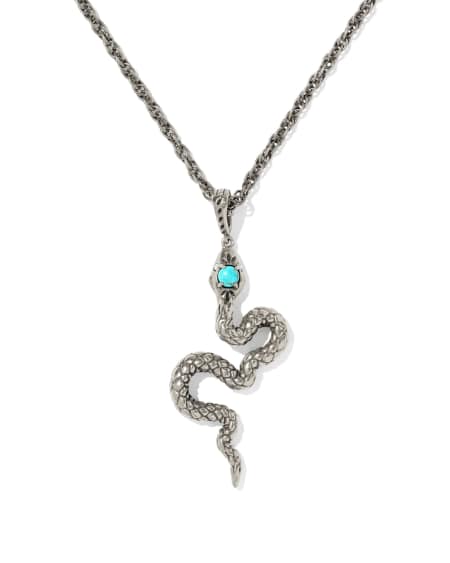 Snake Vintage Silver Large Long Pendant Necklace