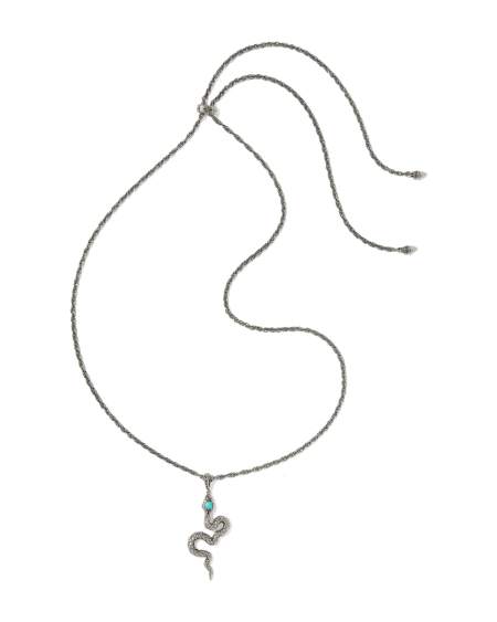 Snake Vintage Silver Large Long Pendant Necklace