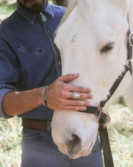 Beau Oxidized Sterling Silver Band Ring in Smoky Quartz