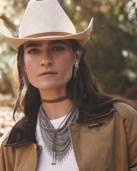 Keziah Vintage Silver Statement Bandana Necklace