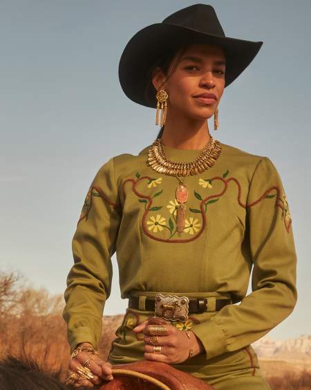 Rayne Vintage Gold Large Long Pendant