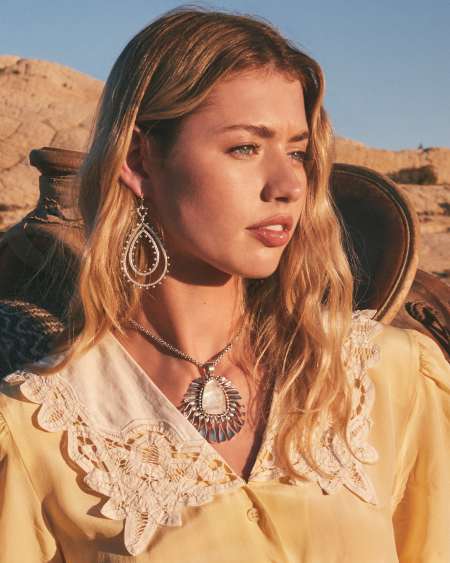 Zahara Vintage Silver Large Long Pendant