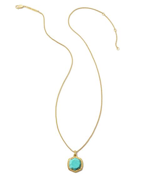 Davis 18k Gold Vermeil Etch Frame Short Pendant Necklace in Turquoise