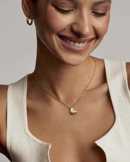 Ice Skate Gold Short Pendant Necklace