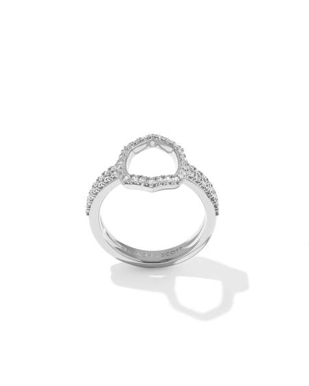 Daphne Pave Silver Cocktail Ring 