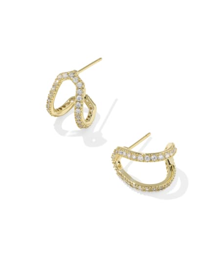 Daphne Pave Gold Huggie Earrings