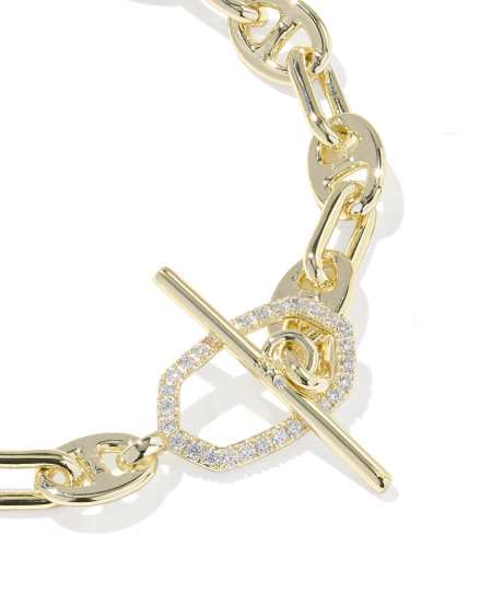 Elisa Toggle Gold Link and Chain Bracelet 