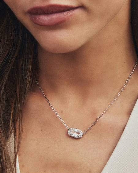 Elisa Luxe Silver Short Pendant Necklace 