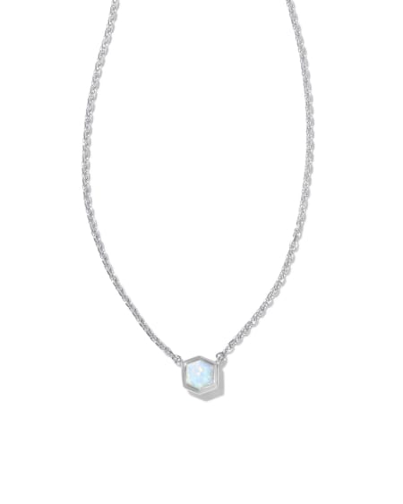 Davie Sterling Silver Pendant Necklace in White Lab Grown Opal