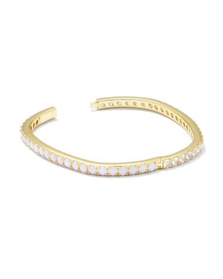 Chandler Gold Bangle Bracelet in White Opalite Mix