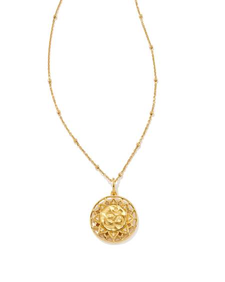 Om 18k Gold Vermeil Pendant Necklace in White Sapphire