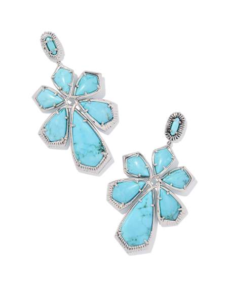 Layne Vintage Silver Statement Earrings in Variegated Turquoise Magnesite