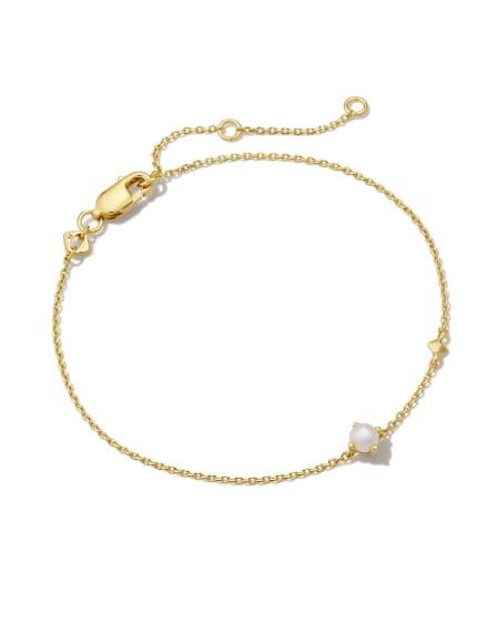 Maisie 18k Gold Vermeil Delicate Chain Bracelet in Freshwater Cultured Pearl
