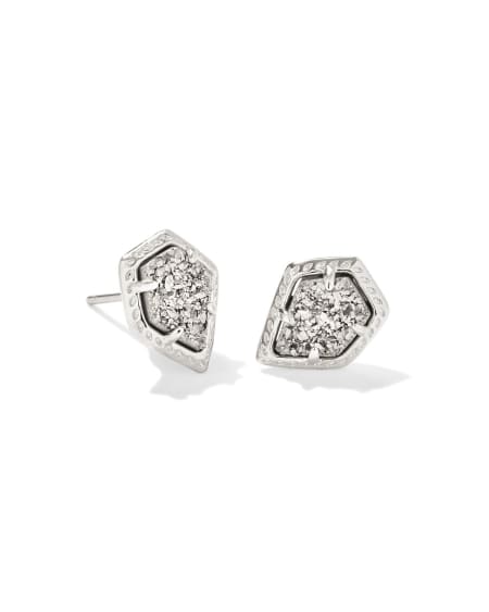 Framed Silver Tessa Stud Earrings in Platinum Drusy