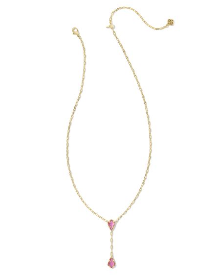 Camry Gold Y Necklace in Azalea Illusion