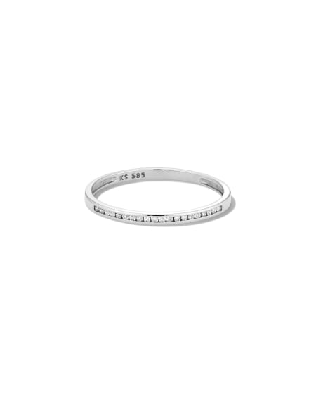 Carey 14k White Gold Band Ring in White Diamond