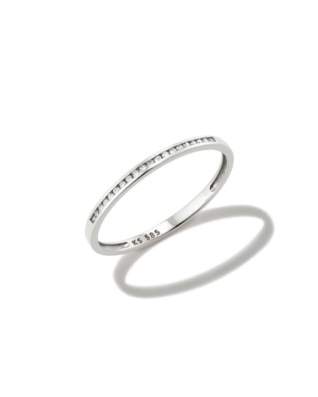 Carey 14k White Gold Band Ring in White Diamond
