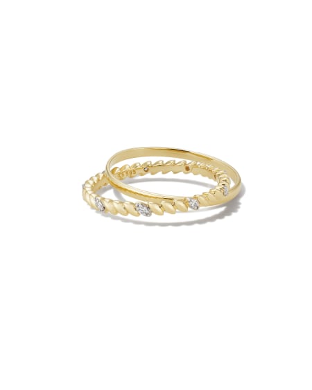 Tyler 14k Yellow Gold Double Band Ring in White Diamond