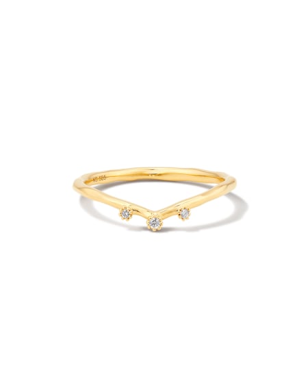 Noelle 14k Yellow Gold Band Ring in White Diamond
