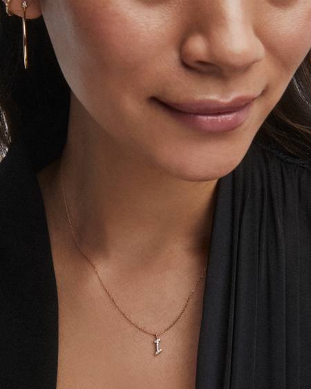 Diamond Letter I Pendant Necklace in 14k Yellow Gold