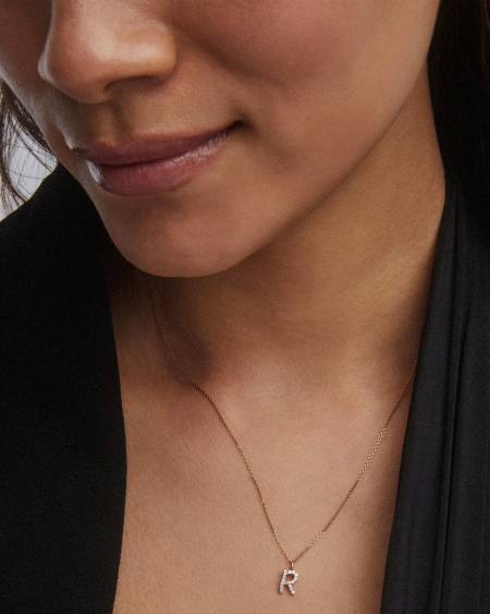 Diamond Letter A Pendant Necklace in 14k Yellow Gold