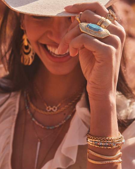 Ember Gold Triple Cuff Bracelet in Bronze Veined Turquoise Magnesite Red Oyster