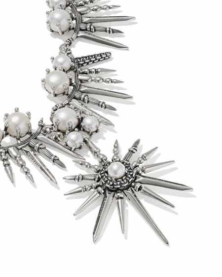 Gabriella Vintage Silver Pearl Statement Necklace