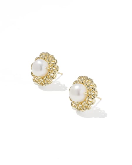Gabriella Gold Pearl Stud Earrings