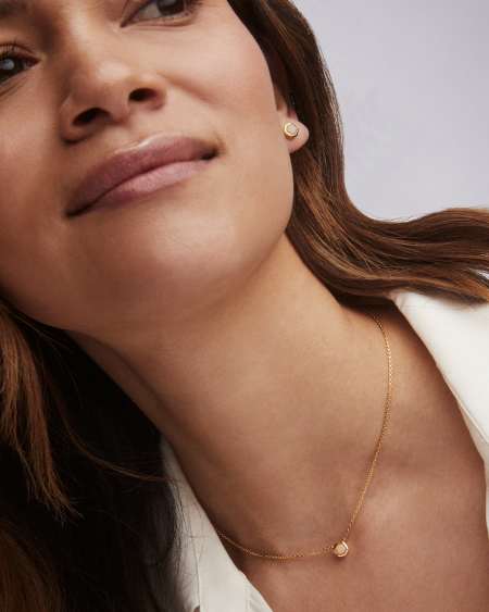 Davie 18k Gold Vermeil Stud Earrings in White Opal