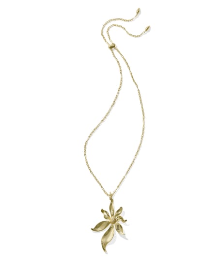 Anya Flower Gold Long Pendant Necklace