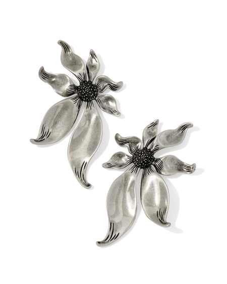 Anya Flower Vintage Silver Statement Earrings