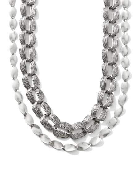 Kira Vintage Silver Chain Multi Strand Necklace