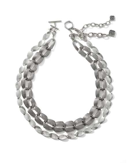 Kira Vintage Silver Chain Multi Strand Necklace