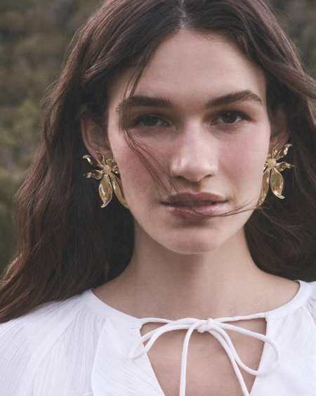 Anya Flower Gold Statement Earrings