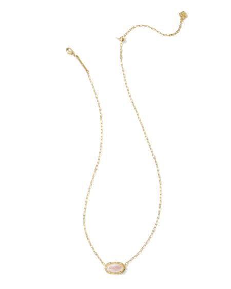 Elisa Mama Script Gold Short Pendant Necklace