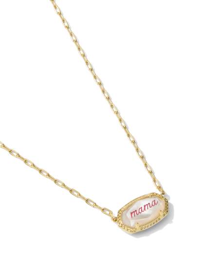 Elisa Mama Script Gold Short Pendant Necklace