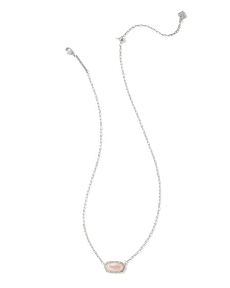 Elisa Mama Script Silver Short Pendant Necklace